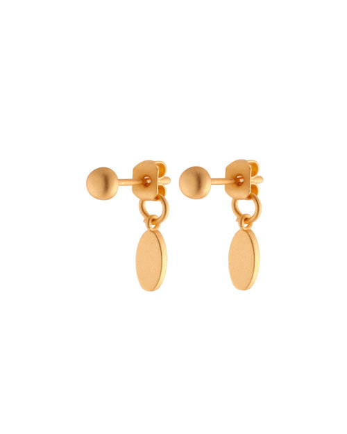 FRAU 1-Oval Ørestikker i Matt 18K Gold plated