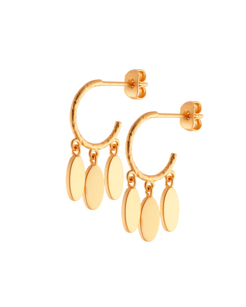 FRAU 3-Oval Hoop Øreringe i Matt 18K Gold plated