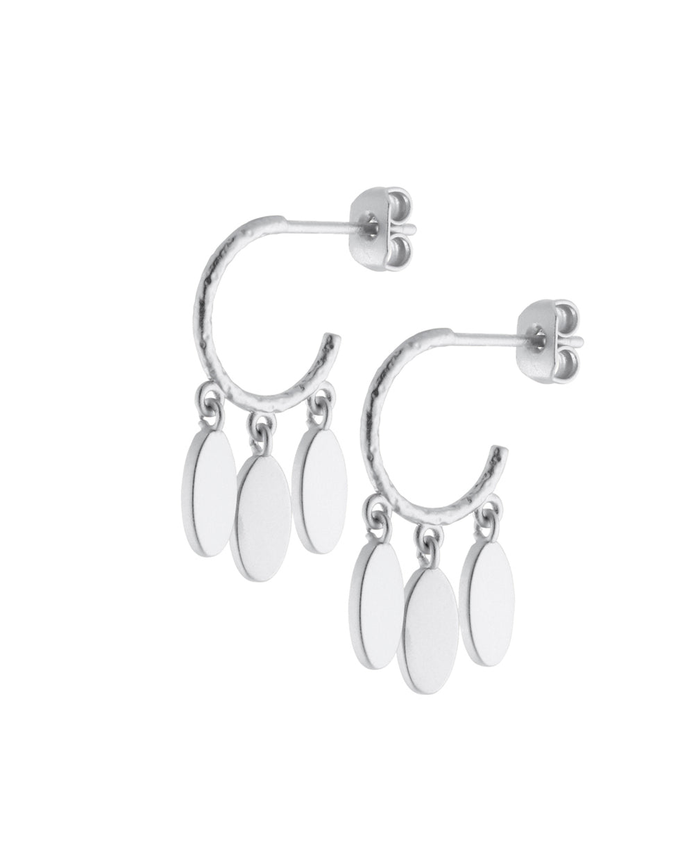 FRAU 3-Oval Forsølvet Øreringe i Silver plated