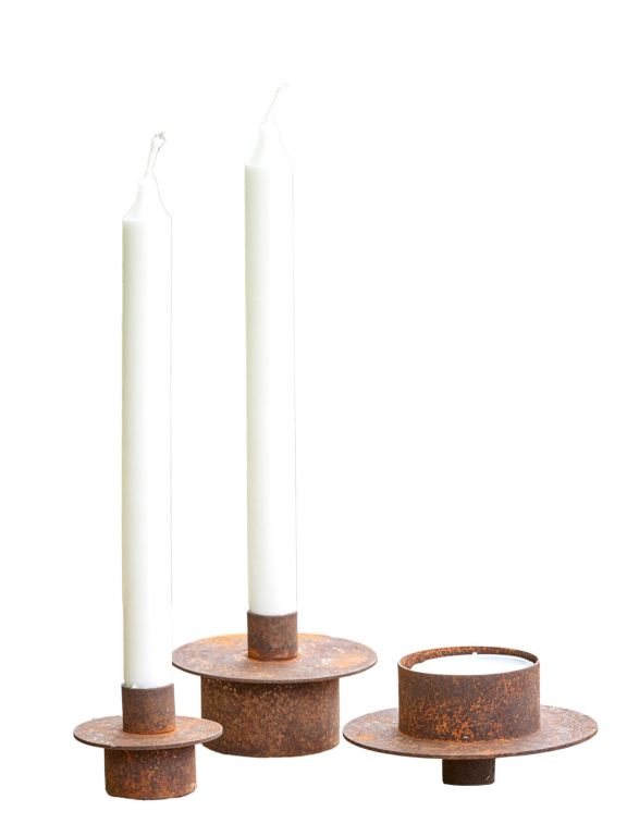 B Green Lucy vendbar 2-i-1 lysestage i rustjern, Ø10 cm