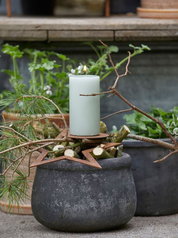 B Green Vega stjerne i rustjern, 15 cm – rustik dekoration – detalje