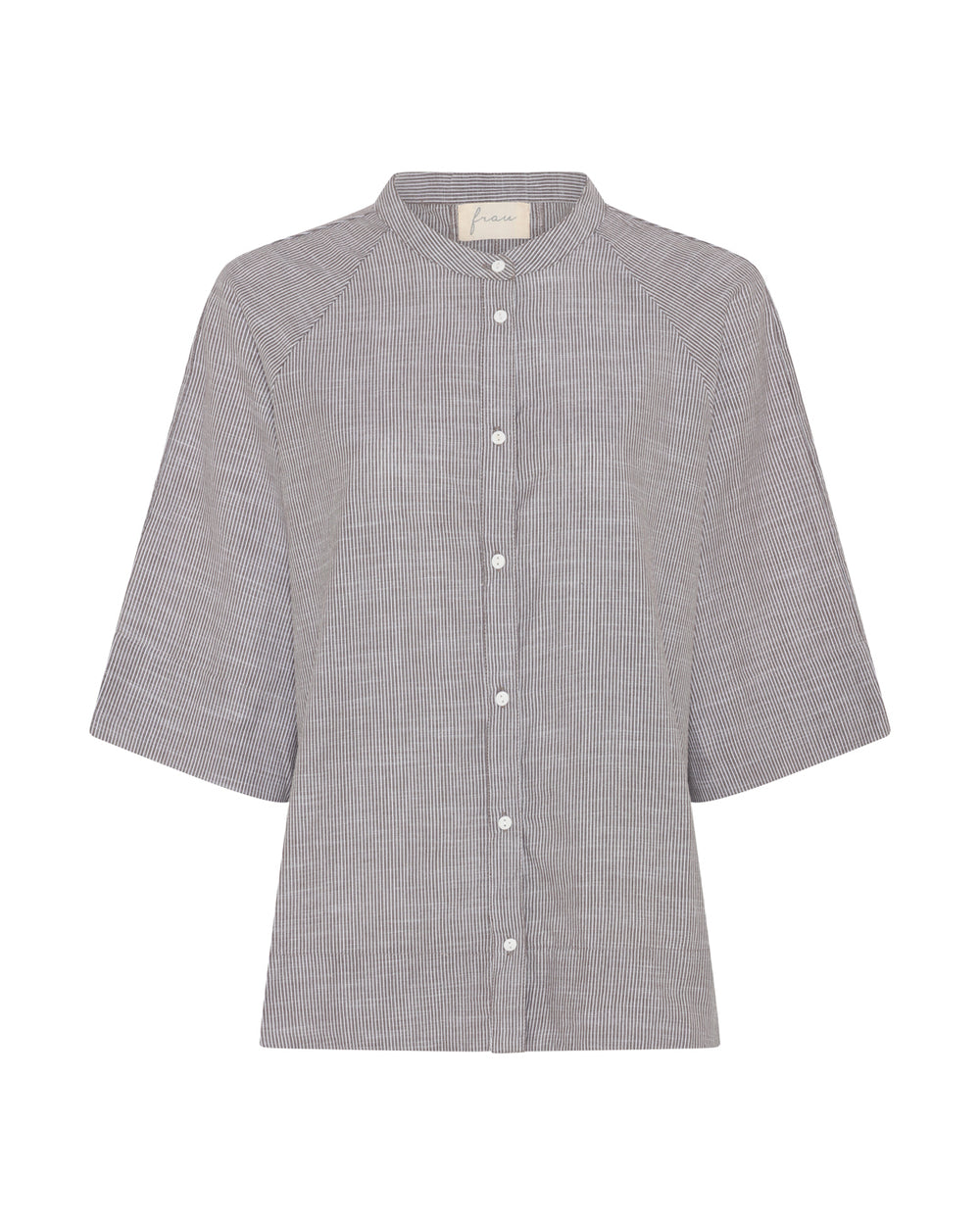 FRAU Abu Dhabi Kort Skjorte i Coffee Quartz Stripe