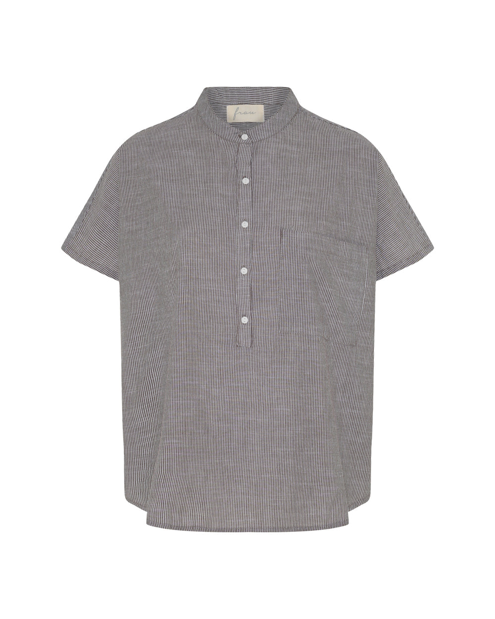 FRAU Colombo Kortærmet Top i Coffee Quartz Stripe