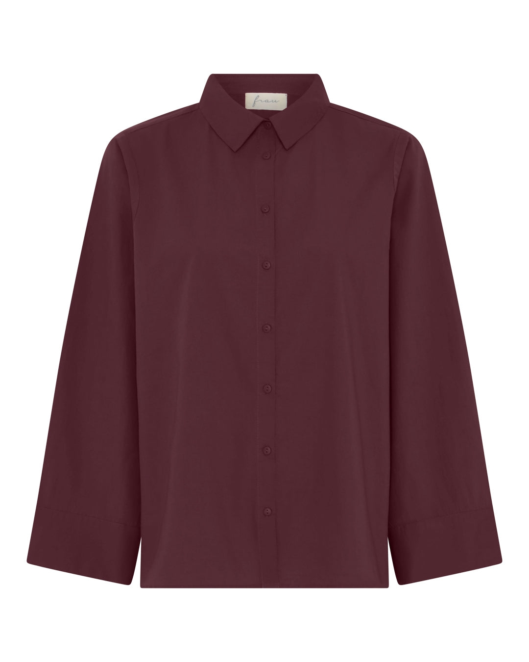 FRAU Dhaka skjorte med vide ærmer i økologisk bomuld, one size – farve red mahogany (dyb rød)