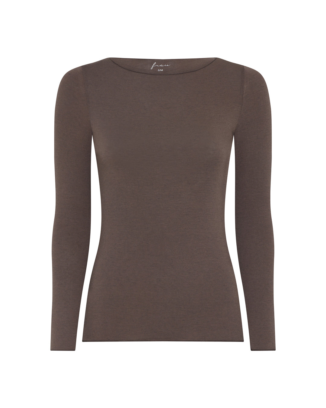 FRAU Lima cashmere top med bådudskæring og lange ærmer – farve coffee quartz (varm brun)
