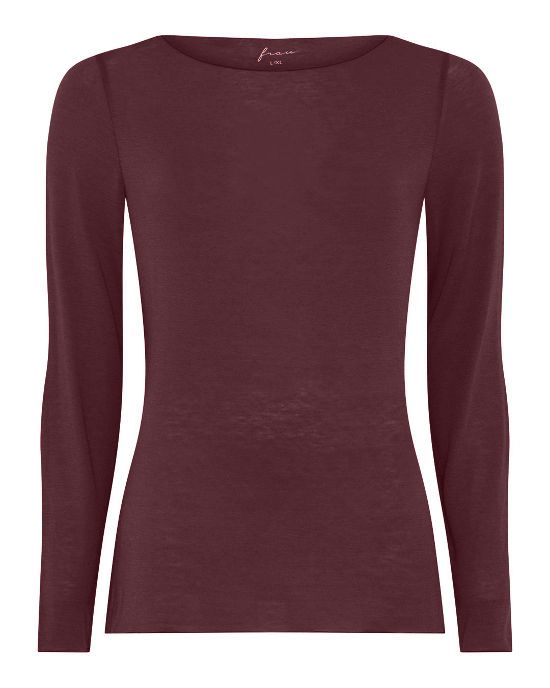 FRAU Lima cashmere top med bådudskæring og lange ærmer – farve red mahogany (dyb rød)