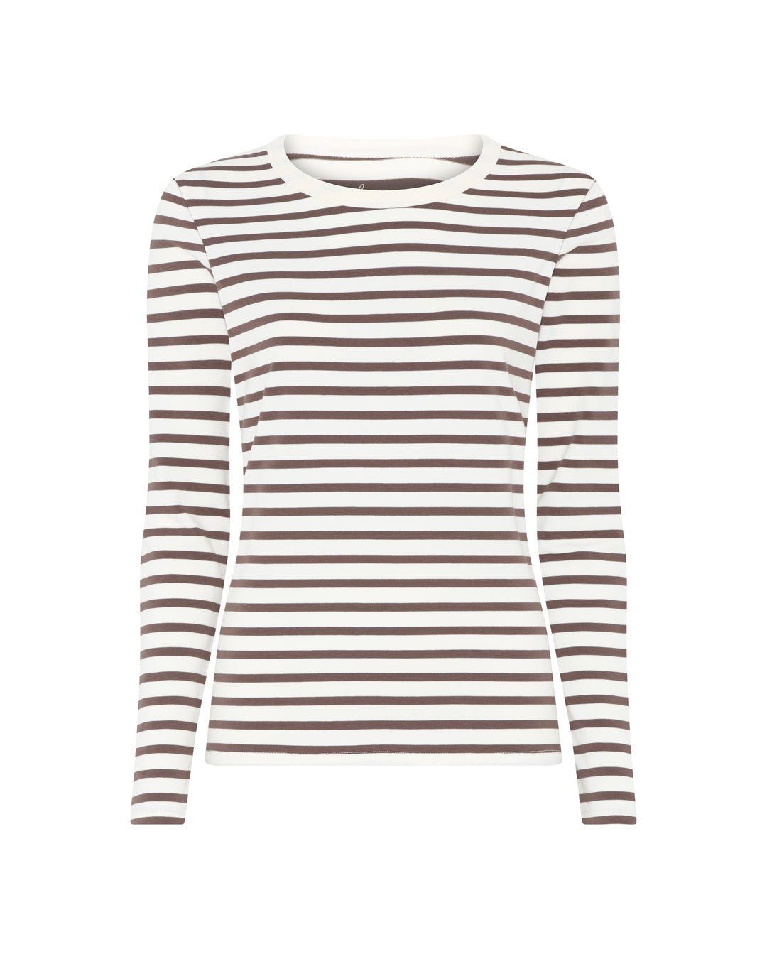 FRAU Lucca stribet langærmet top i økologisk bomuldsjersey – farve coffee quartz-stribet