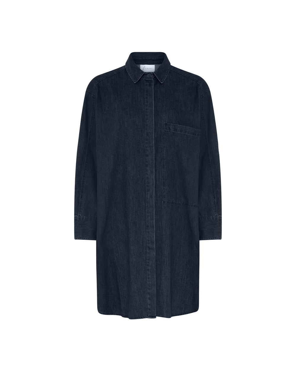 FRAU Lyon Lang Denim Skjorte i Dark blue denim