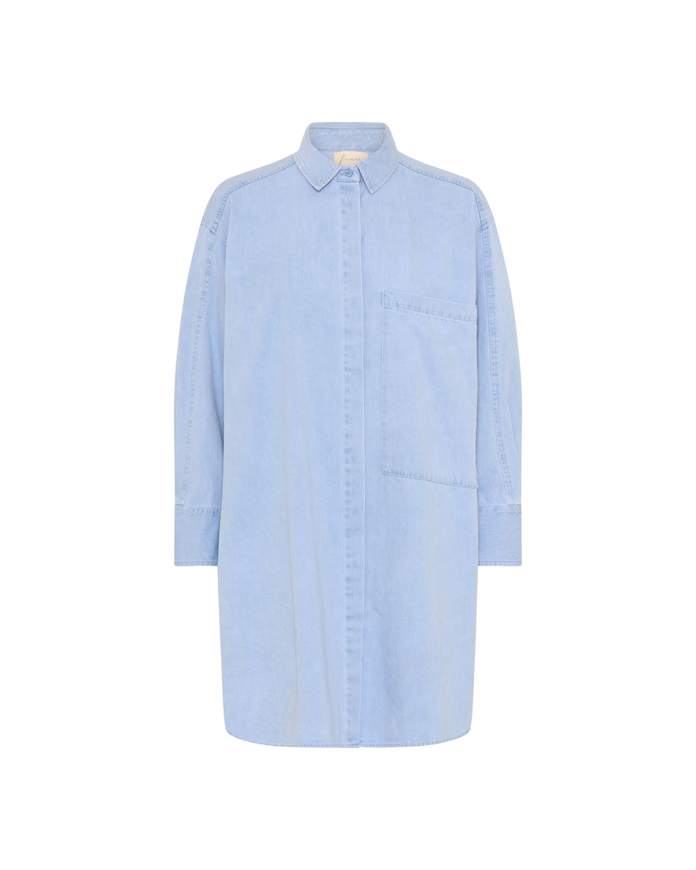 FRAU Lyon Lang Denim Skjorte i Light blue denim