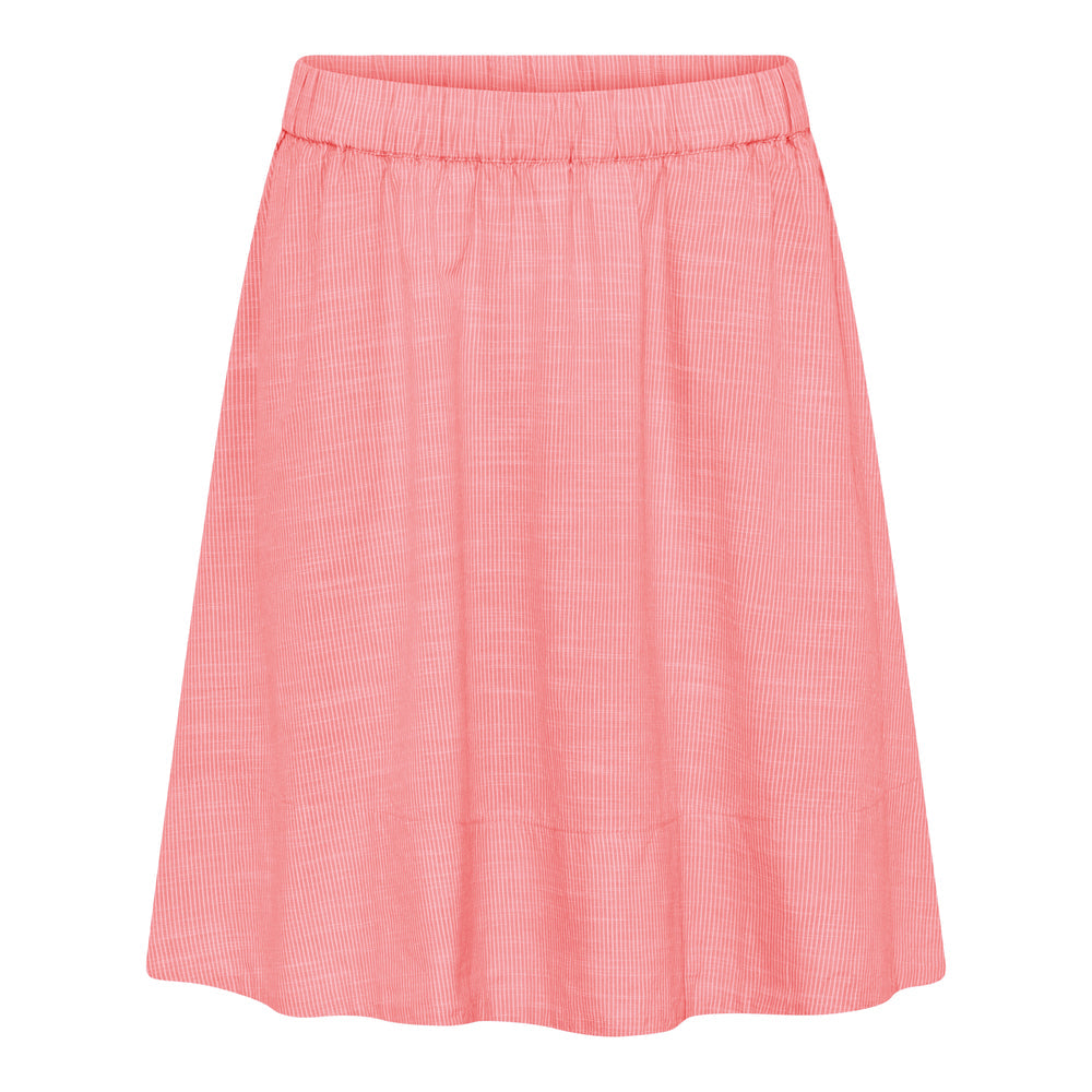 FRAU Melbourne Kort Nederdel i Hot Coral Stripe