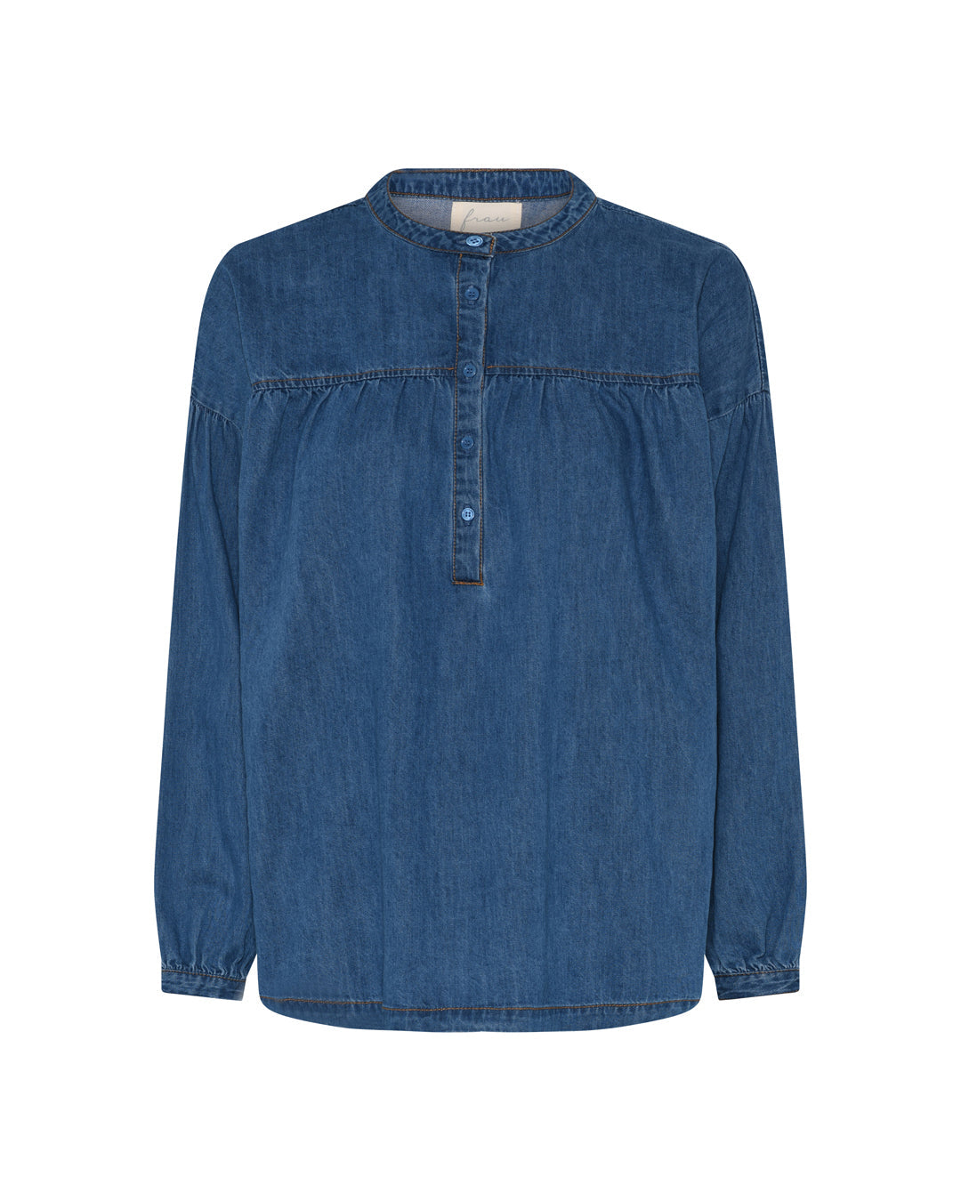 FRAU Paris Langærmet Denimskjorte i Medium blue denim – produktfoto