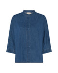 FRAU Seoul Kort Denim Skjorte i Medium blue denim