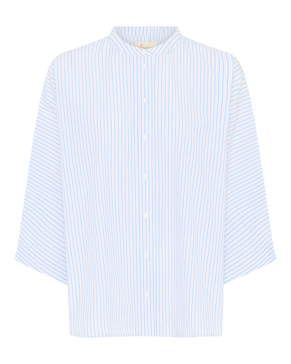 FRAU Seoul Kort Skjorte Blue Cameo i Blue Cameo Stripe