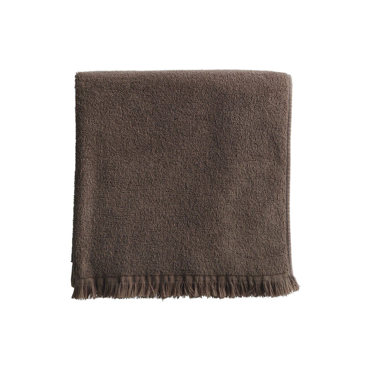 Tine K Home Frill håndklæde i mocca bomuldsfrotté med frynser, 50 x 100 cm