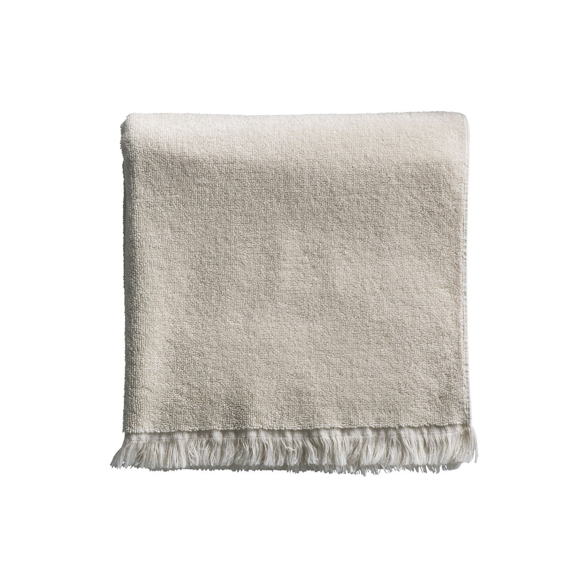 Tine K Home Frill håndklæde i sand bomuldsfrotté med frynser, 50 x 100 cm