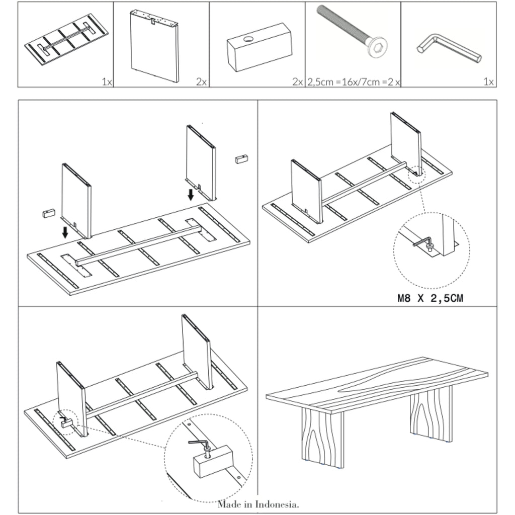 Tine K Home Kayu spisebord i genanvendt teak, 240 x 100 cm, mørkebrun plankebord – detalje/miljøbillede