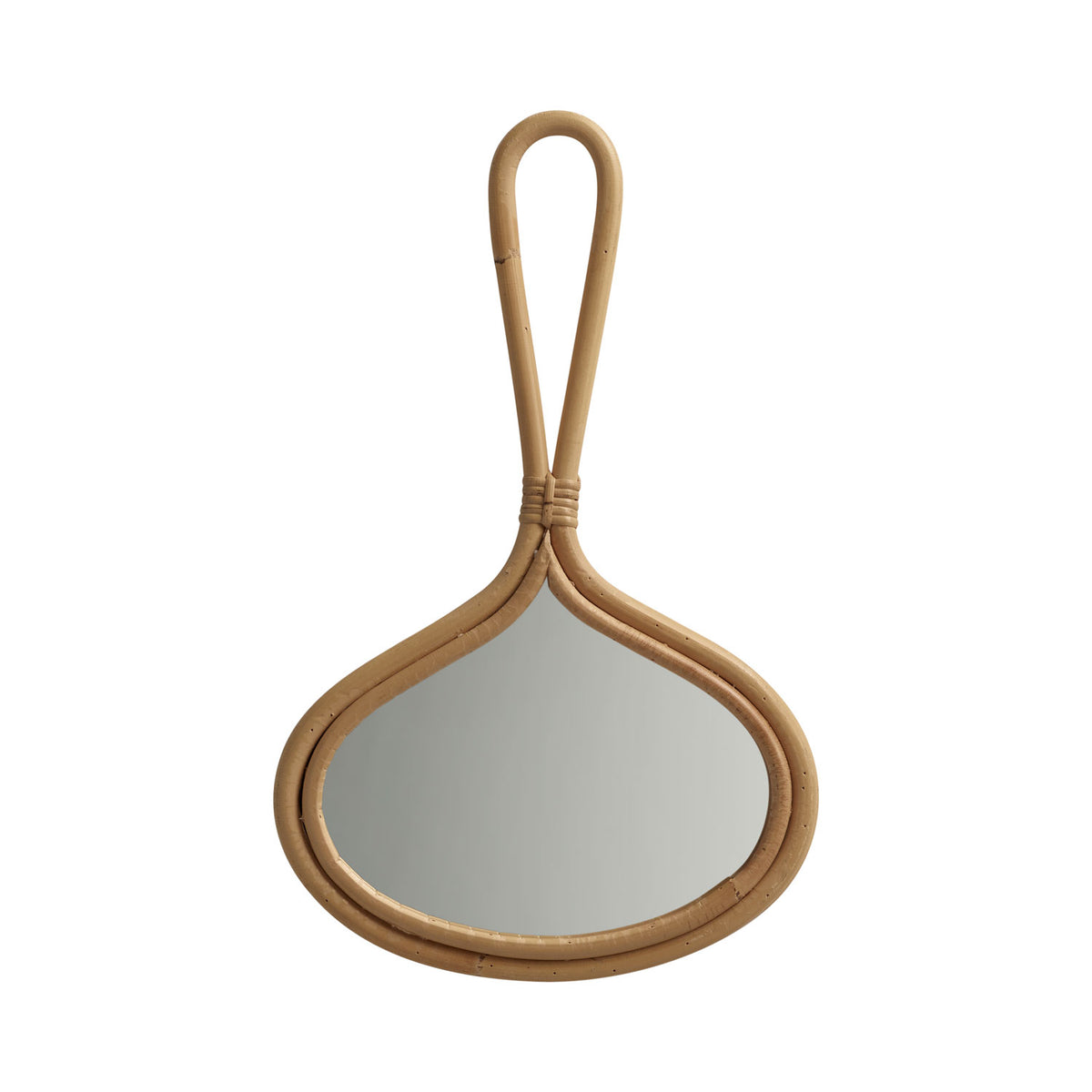 Tine K Home Kubu ovalt håndspejl med ramme i flettet rattan, 28 x 17,5 cm