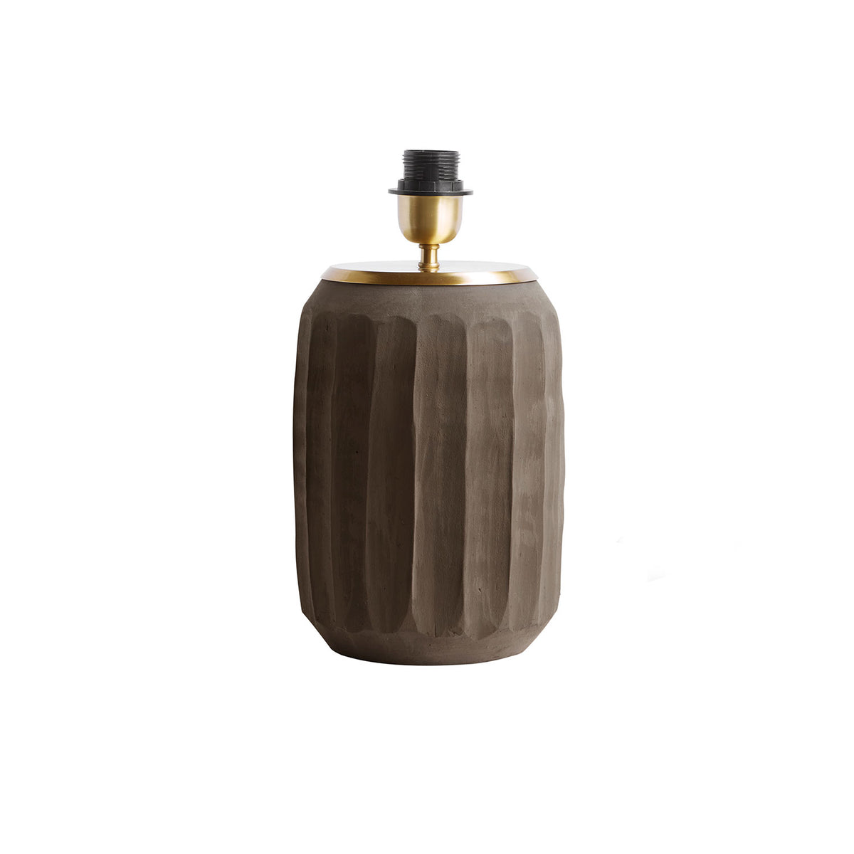 Bordlampe i ler med messingtop – Ø 16 x H 32 cm, smoke