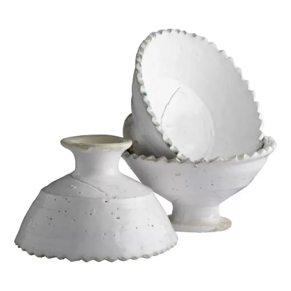 Tine K Home opsats, rustikt håndlavet keramik, D22/H15 cm, hvid